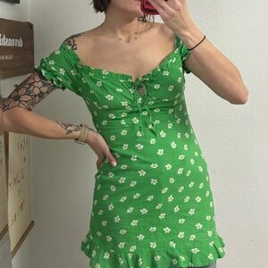 Urban Outfitters Green Floral Mini Dress